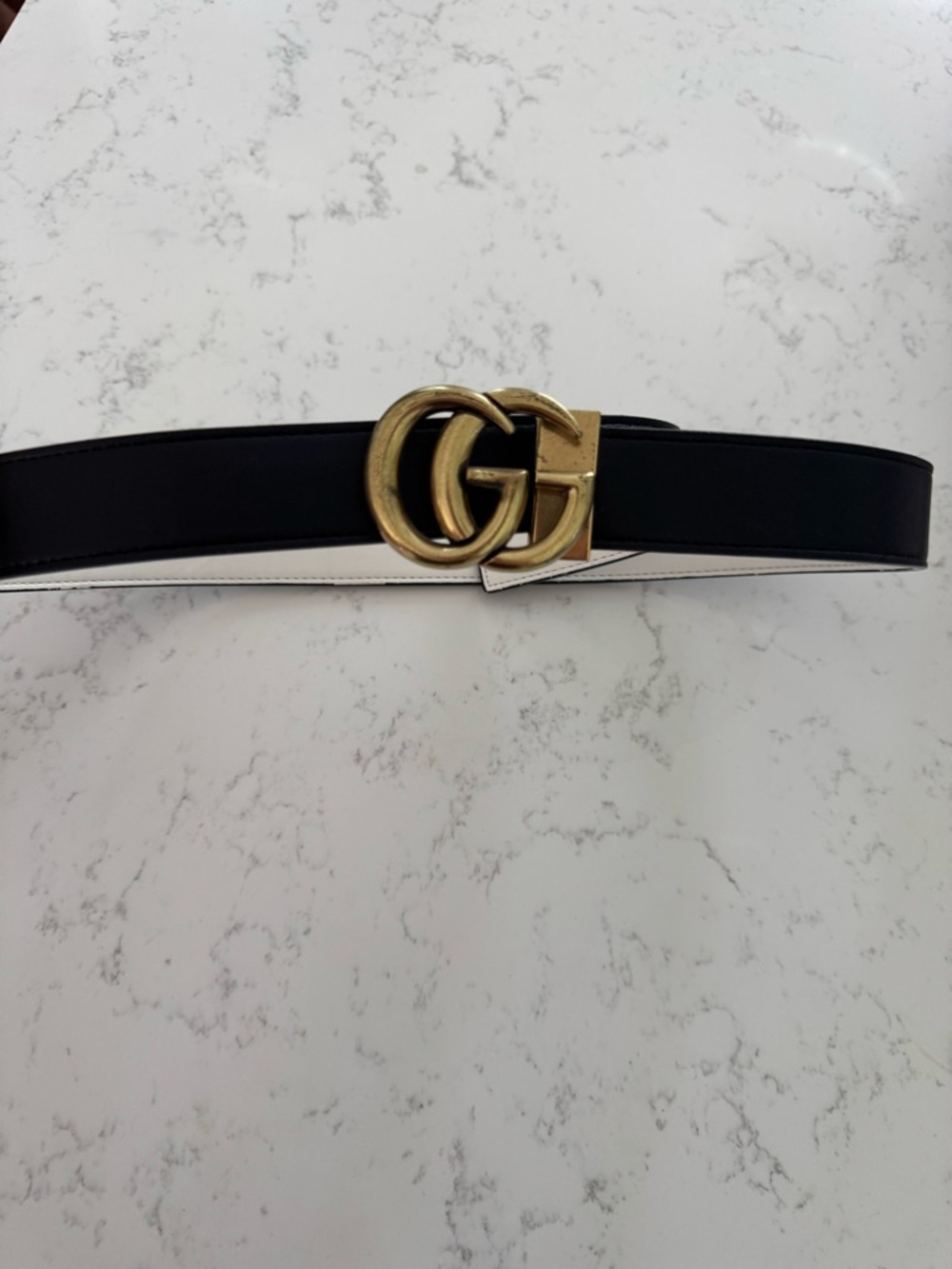 Gucci Black Leather Belt with Gold Double G Buckle